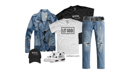 The Classic iWillson Black and White Statement Tee, Rugged Denim Jeans, and Jacket