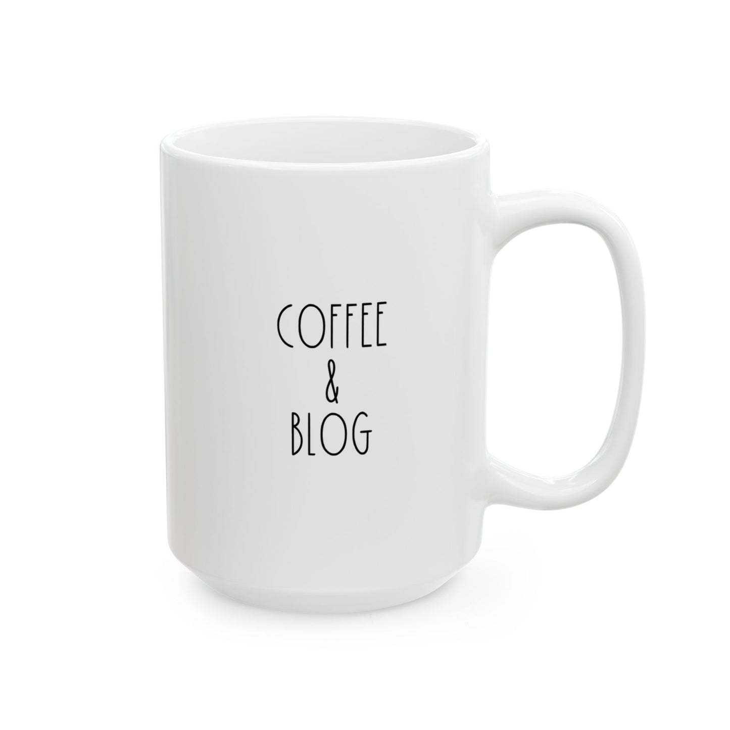 COFFEE & BLOG | 15oz White Ceramic Mug (Rae Dunn Inspired)