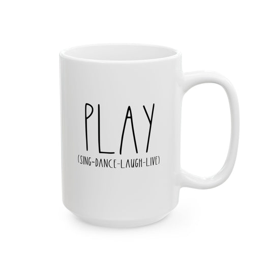 PLAY | 15oz White Ceramic Mug (Rae Dunn Inspired)